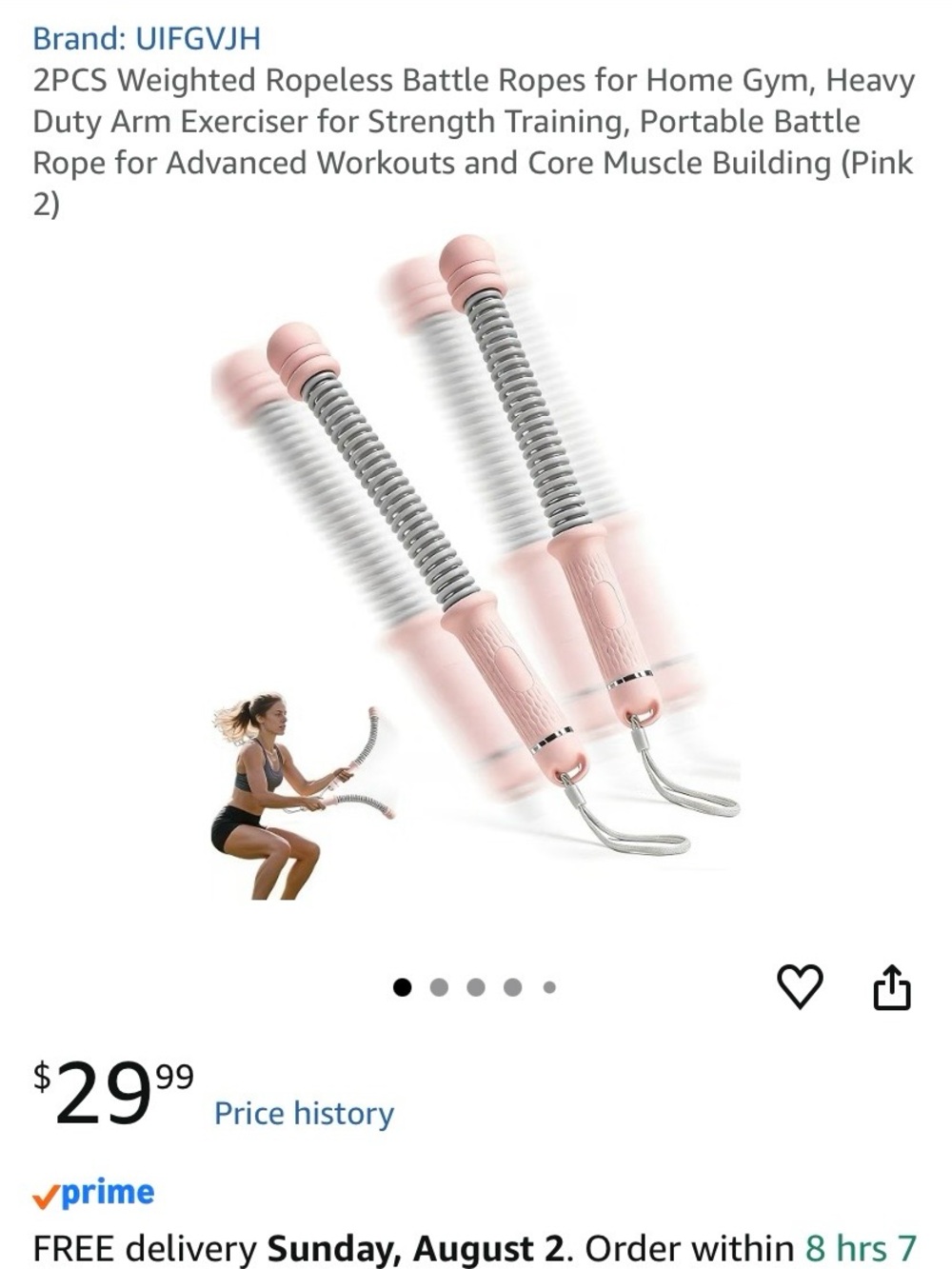Weighted Ropeless Battle Ropes - Pink Pair